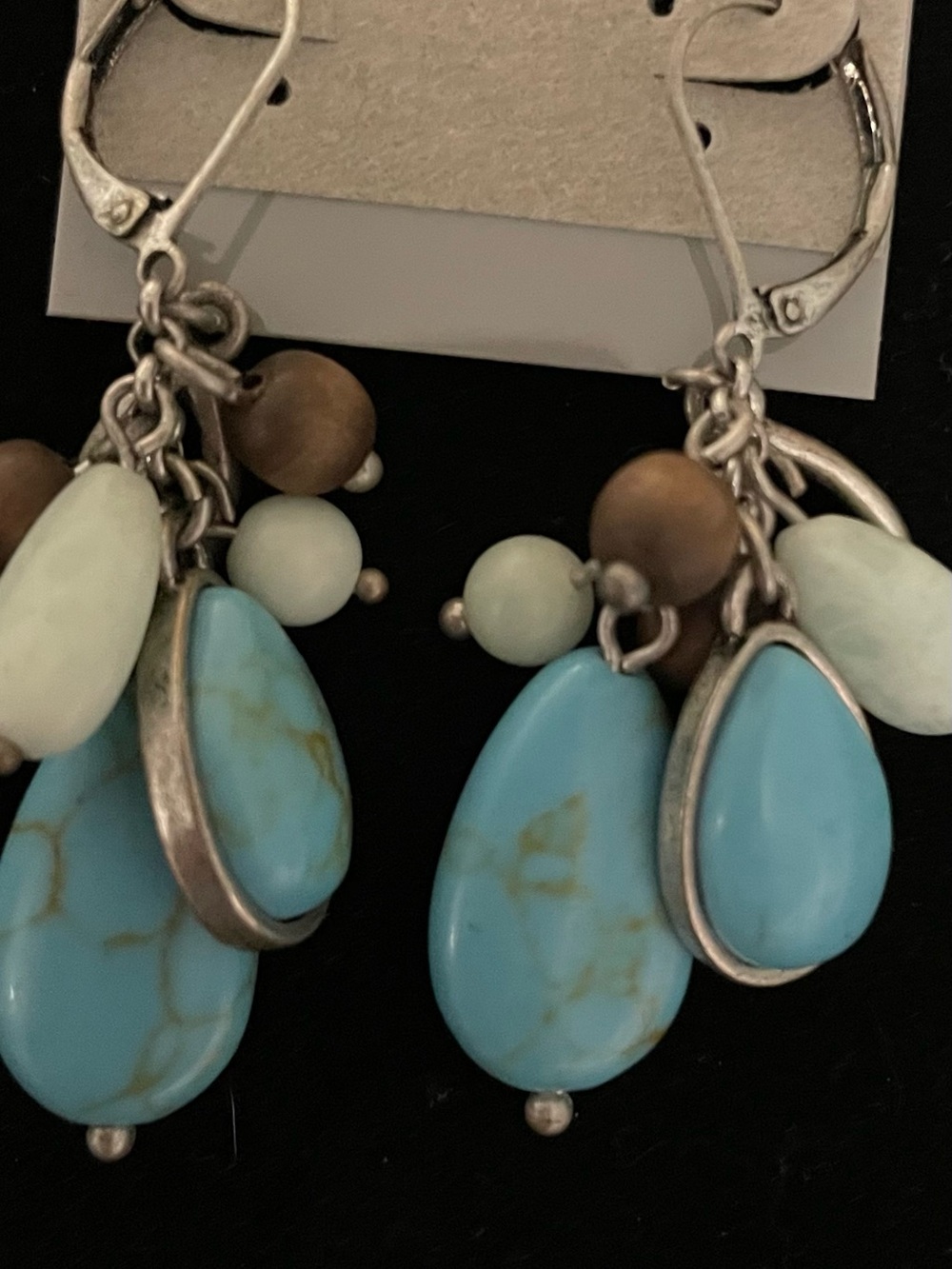 Turquoise Cluster Dangle Earrings -NEW